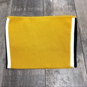 NWOT! Aritzia Babaton Sculpt Rib Knit Mustard Yellow Side Stripe Crop Tube Top